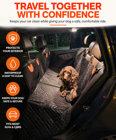 Waterproof Dog Car Seat Cover + Seatbelt Harness Bundle